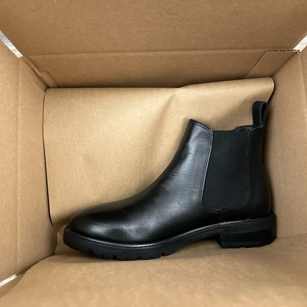 NWOB Steve Madden 9.5M Leopold Black Leather Chelsea Boots Bootie - Picture 11 of 13